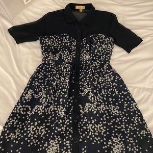 Vintage Princess by Vera Wang Navy and White Star Button Up Collared Dress